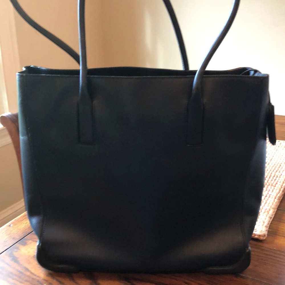 Prada navy top handle tote bag